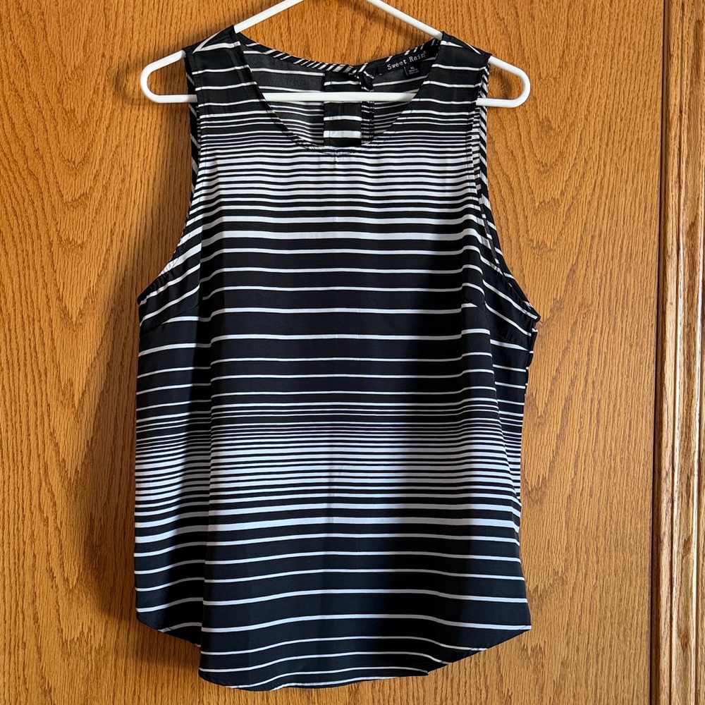 Sweet Rain Black & White Striped Sleeveless Camisole